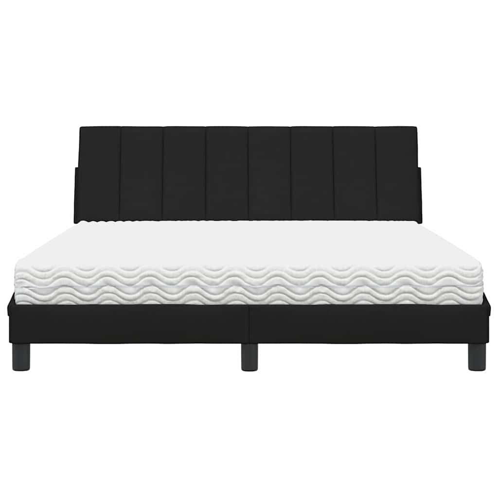 Lit avec matelas Hanko noir 160x200 cm tissu - XIOS