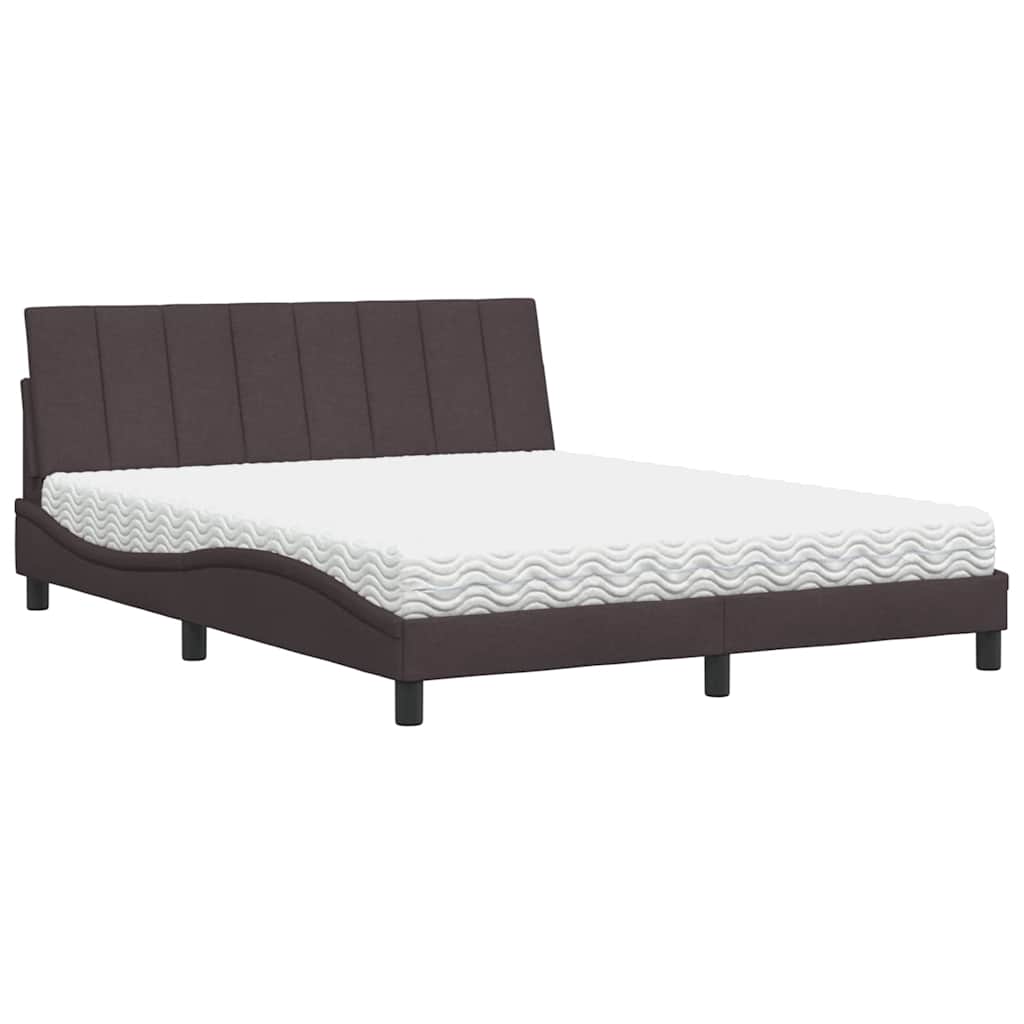 Lit avec matelas Hanko marron foncé 160x200 cm tissu - XIOS