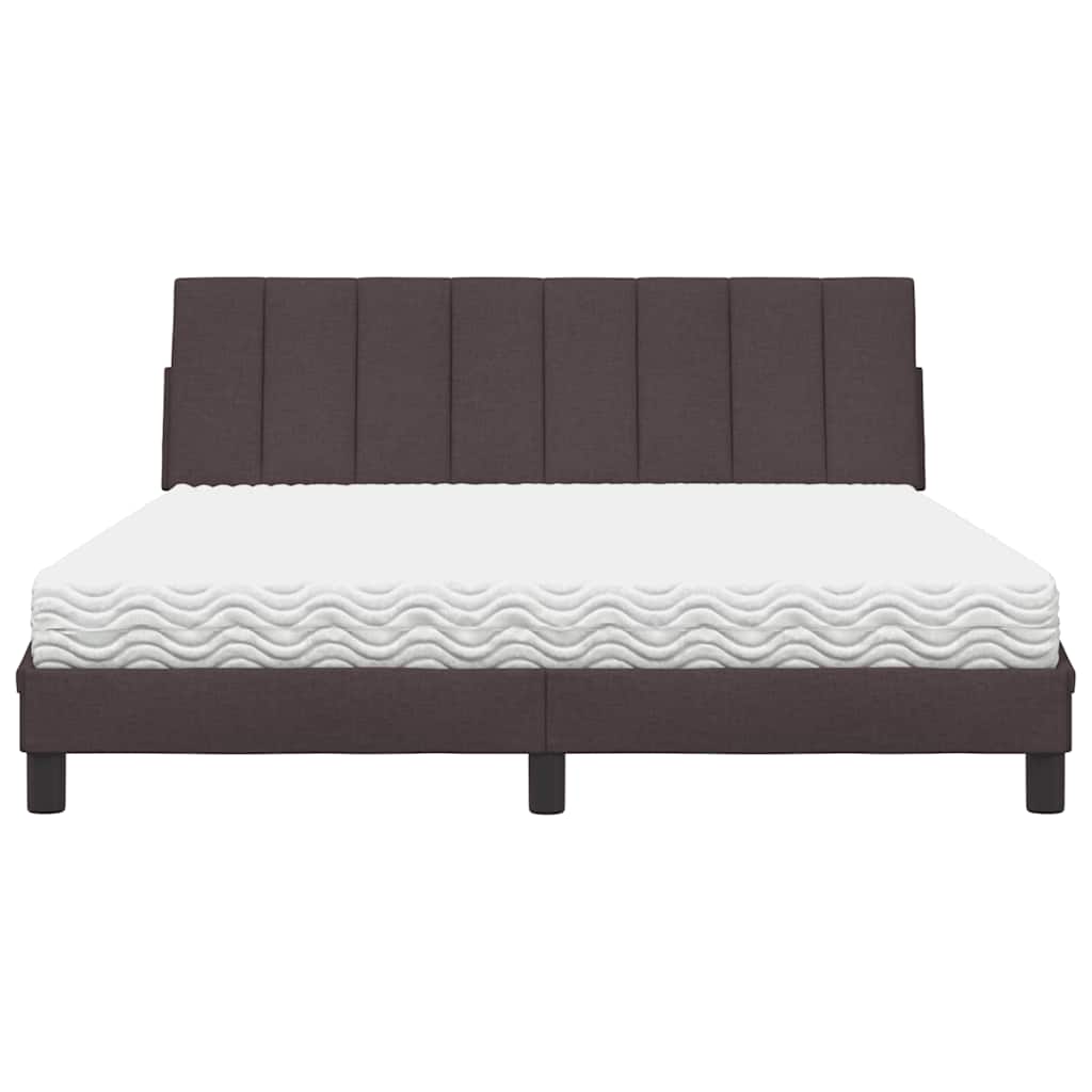 Lit avec matelas Hanko marron foncé 160x200 cm tissu - XIOS