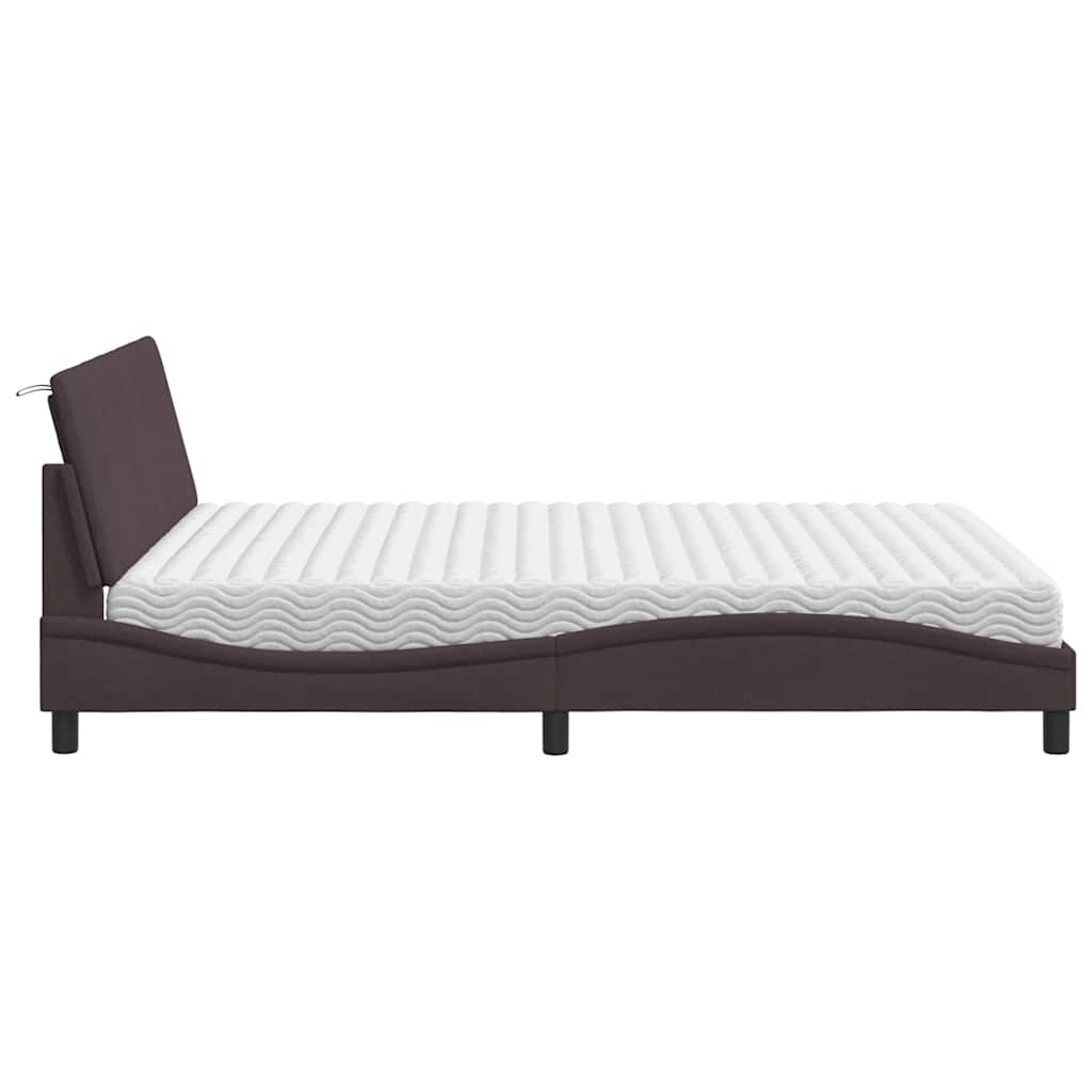 Lit avec matelas Hanko marron foncé 160x200 cm tissu - XIOS