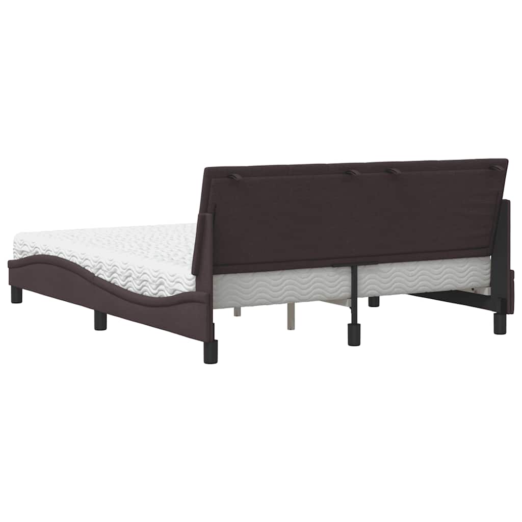 Lit avec matelas Hanko marron foncé 160x200 cm tissu - XIOS