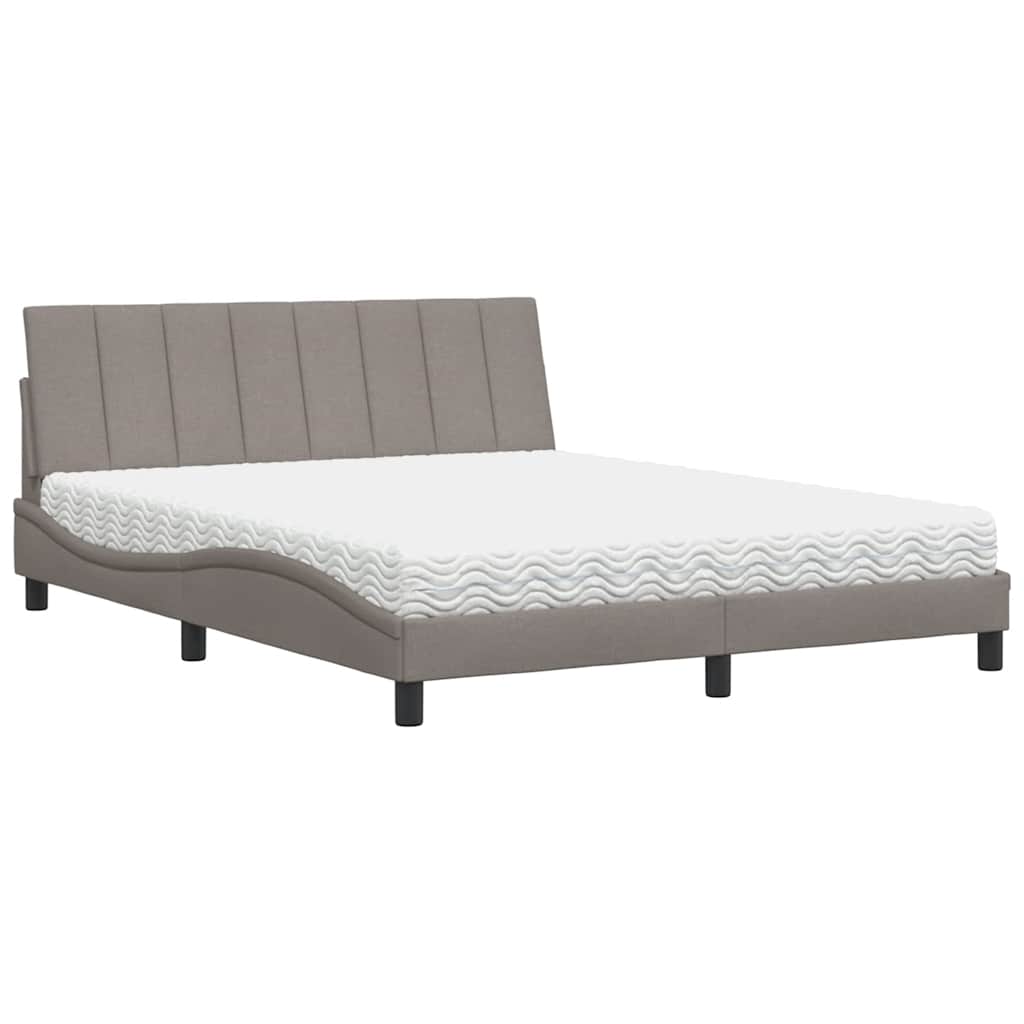 Lit avec matelas Hanko taupe 160x200 cm tissu - XIOS