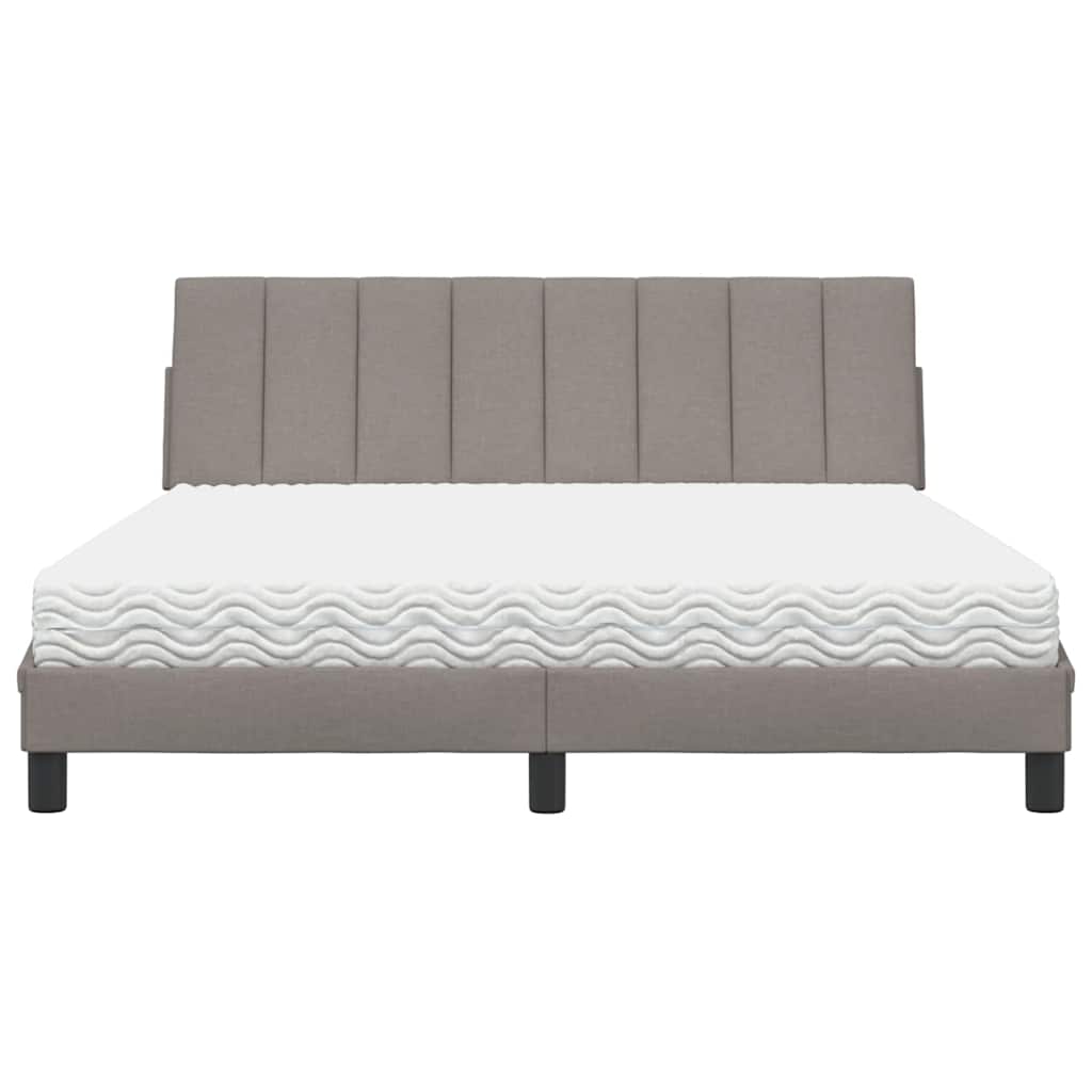 Lit avec matelas Hanko taupe 160x200 cm tissu - XIOS