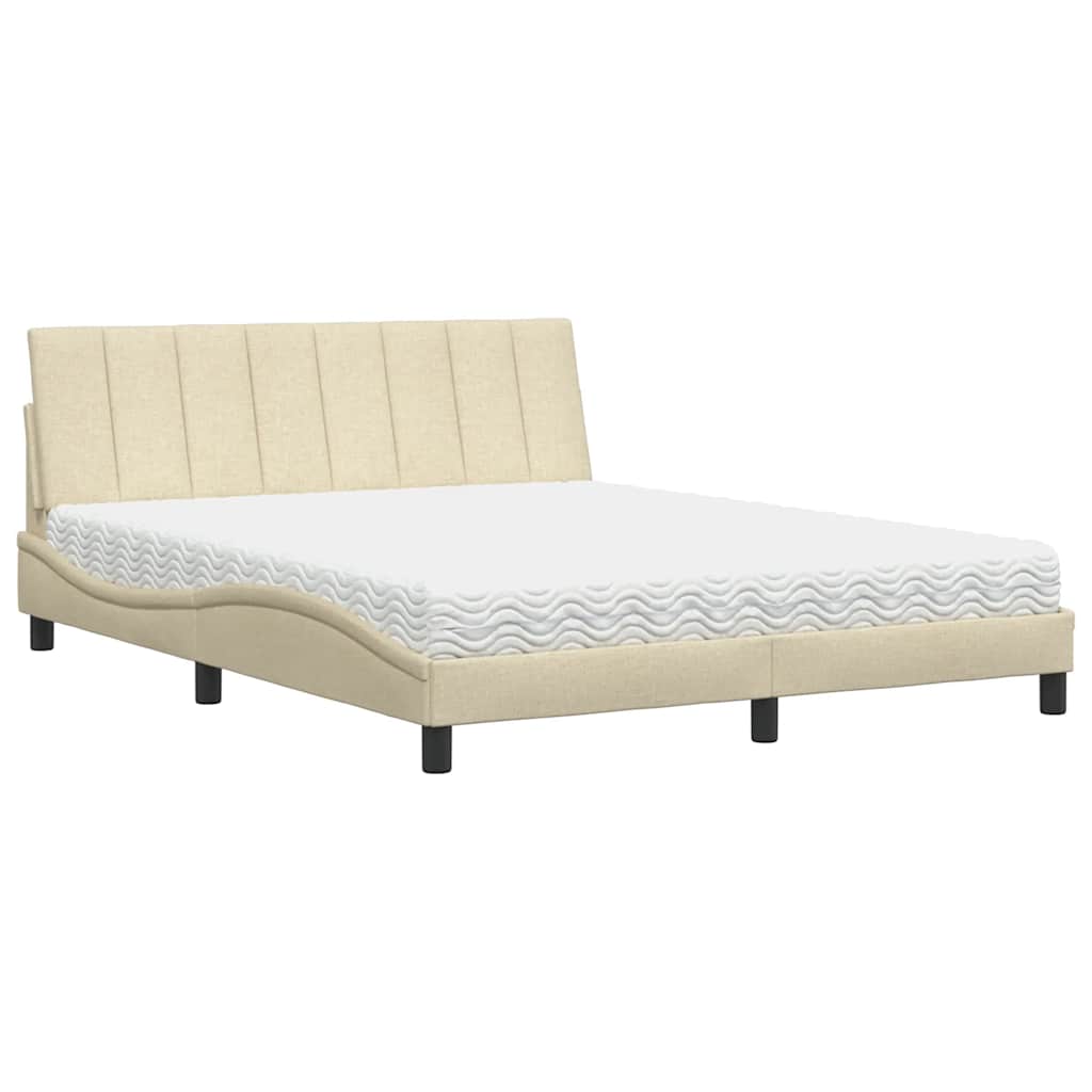 Lit avec matelas Hanko crème 160x200 cm tissu - XIOS