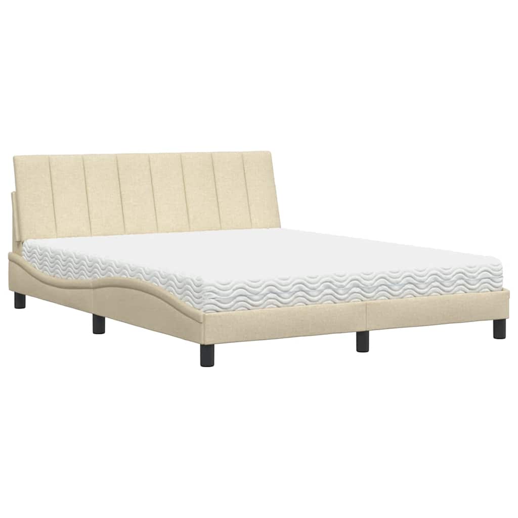 Lit avec matelas Hanko crème 160x200 cm tissu - XIOS