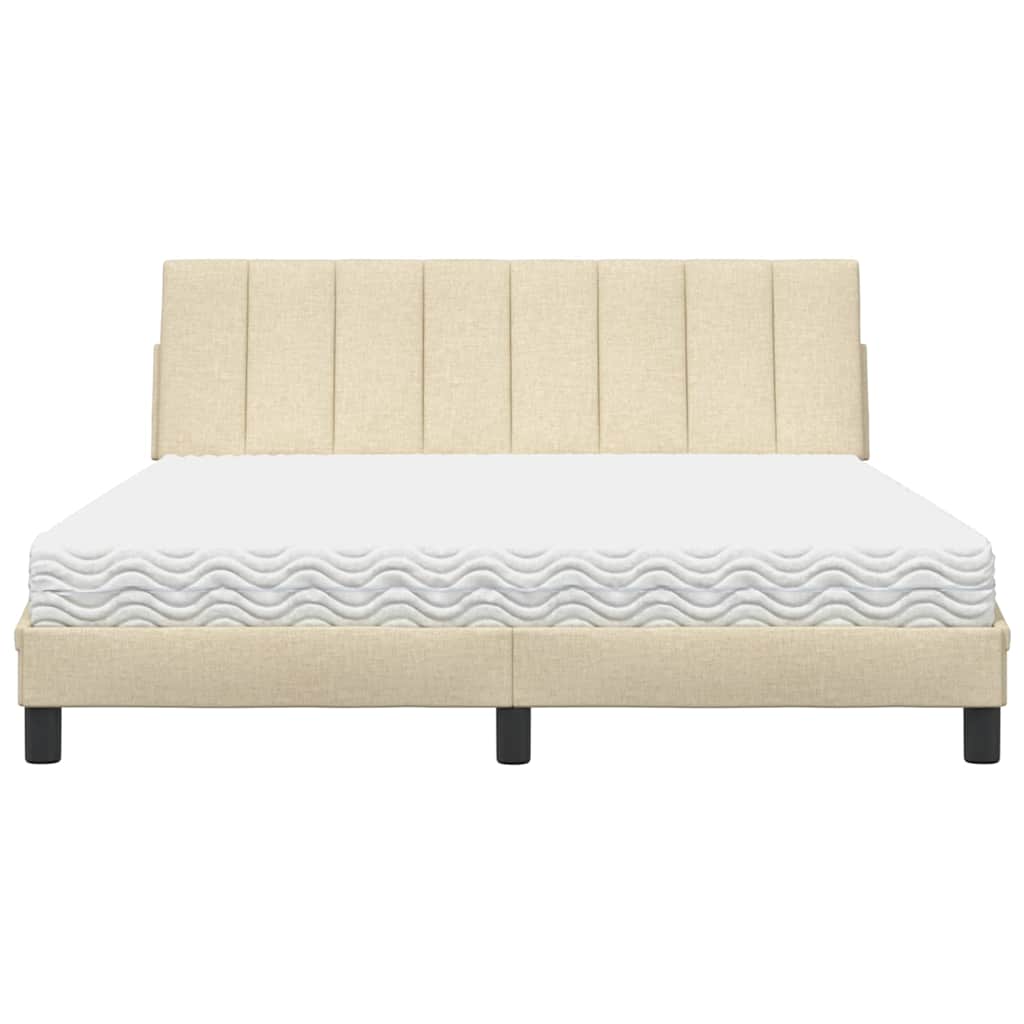 Lit avec matelas Hanko crème 160x200 cm tissu - XIOS