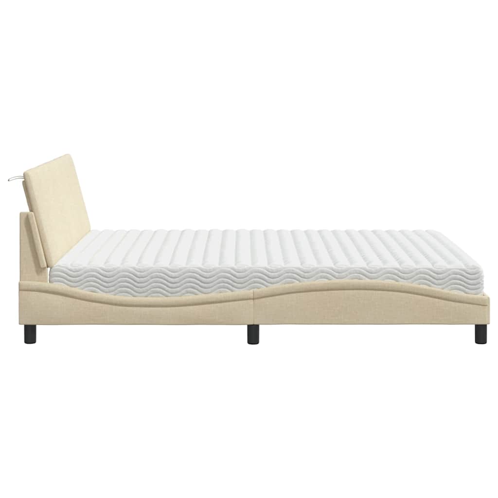 Lit avec matelas Hanko crème 160x200 cm tissu - XIOS