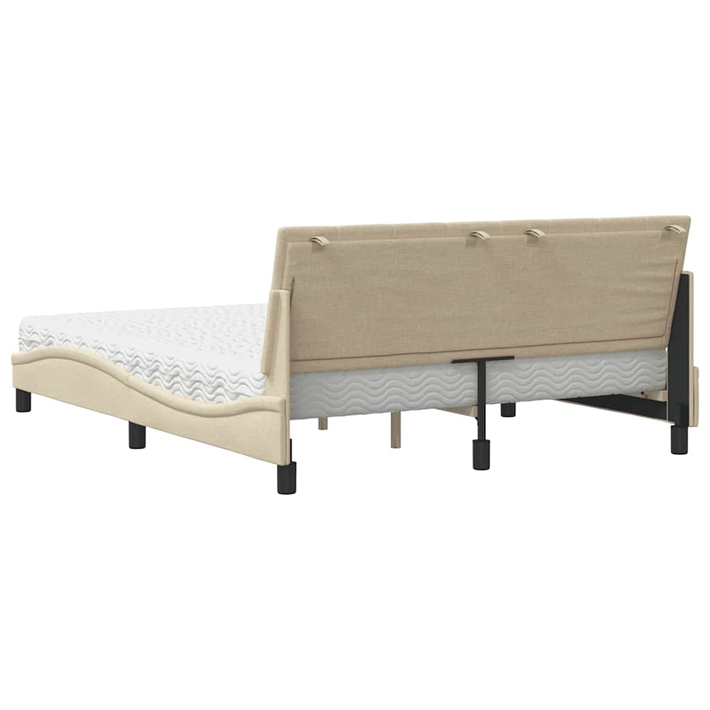 Lit avec matelas Hanko crème 160x200 cm tissu - XIOS