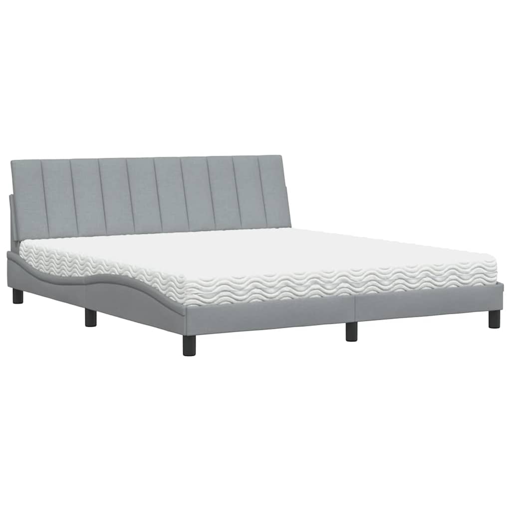Lit avec matelas Hanko gris clair 180x200 cm tissu