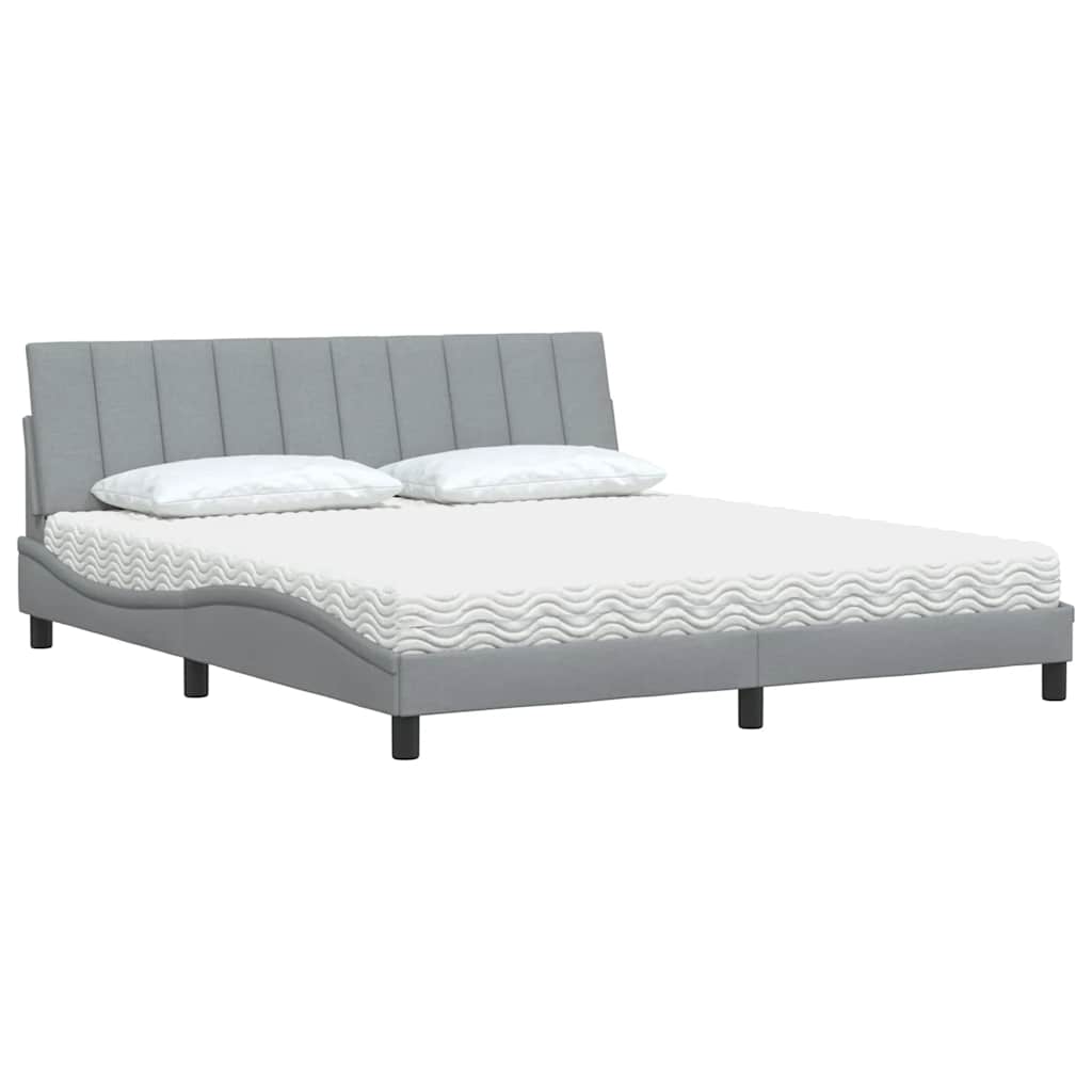 Lit avec matelas Hanko gris clair 180x200 cm tissu - XIOS