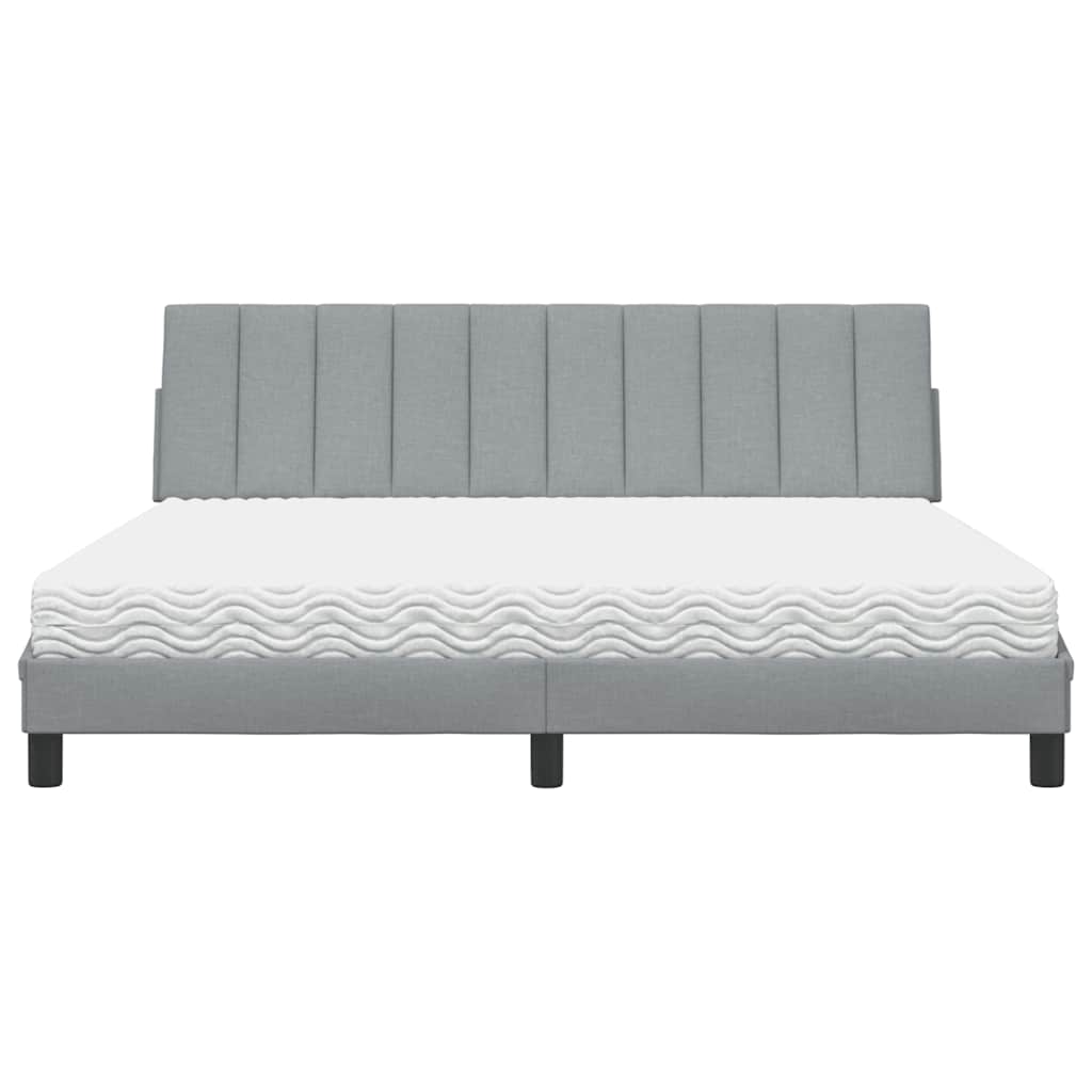Lit avec matelas Hanko gris clair 180x200 cm tissu