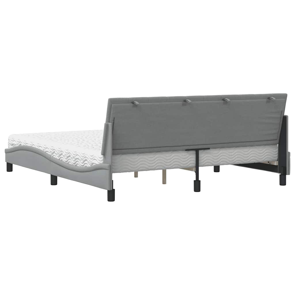 Lit avec matelas Hanko gris clair 180x200 cm tissu