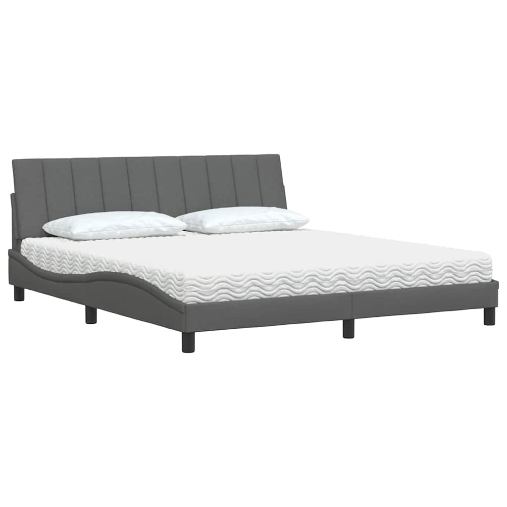 Lit avec matelas Hanko gris foncé 180x200 cm tissu - XIOS