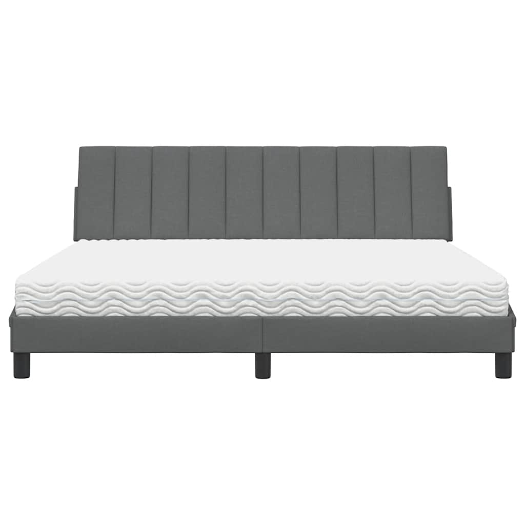 Lit avec matelas Hanko gris foncé 180x200 cm tissu - XIOS