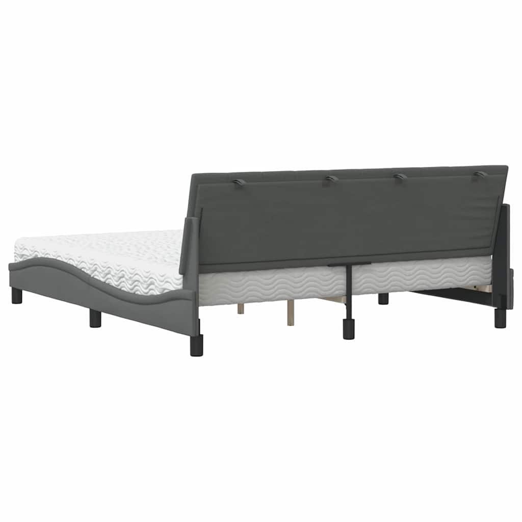 Lit avec matelas Hanko gris foncé 180x200 cm tissu - XIOS