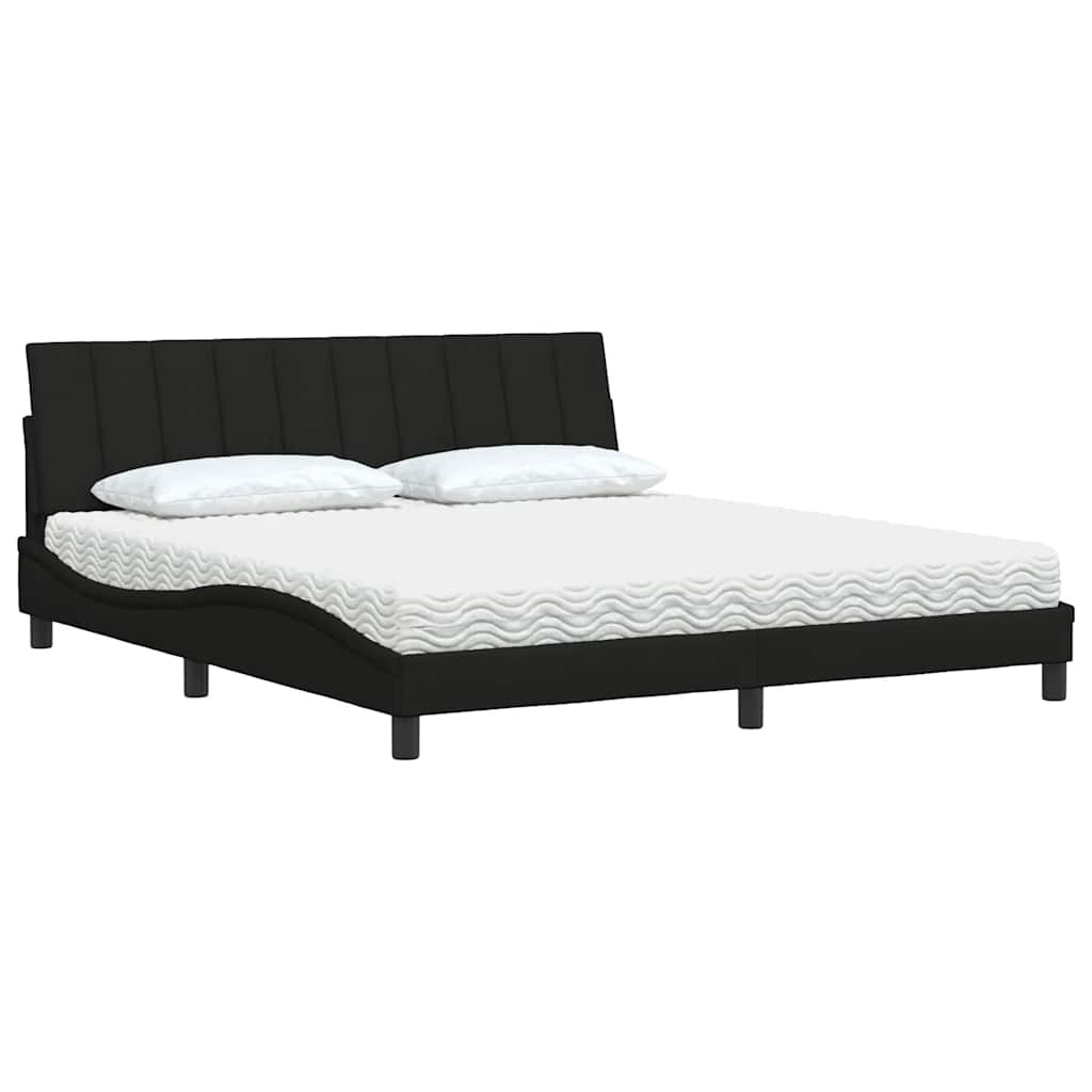 Lit avec matelas Hanko noir 180x200 cm tissu