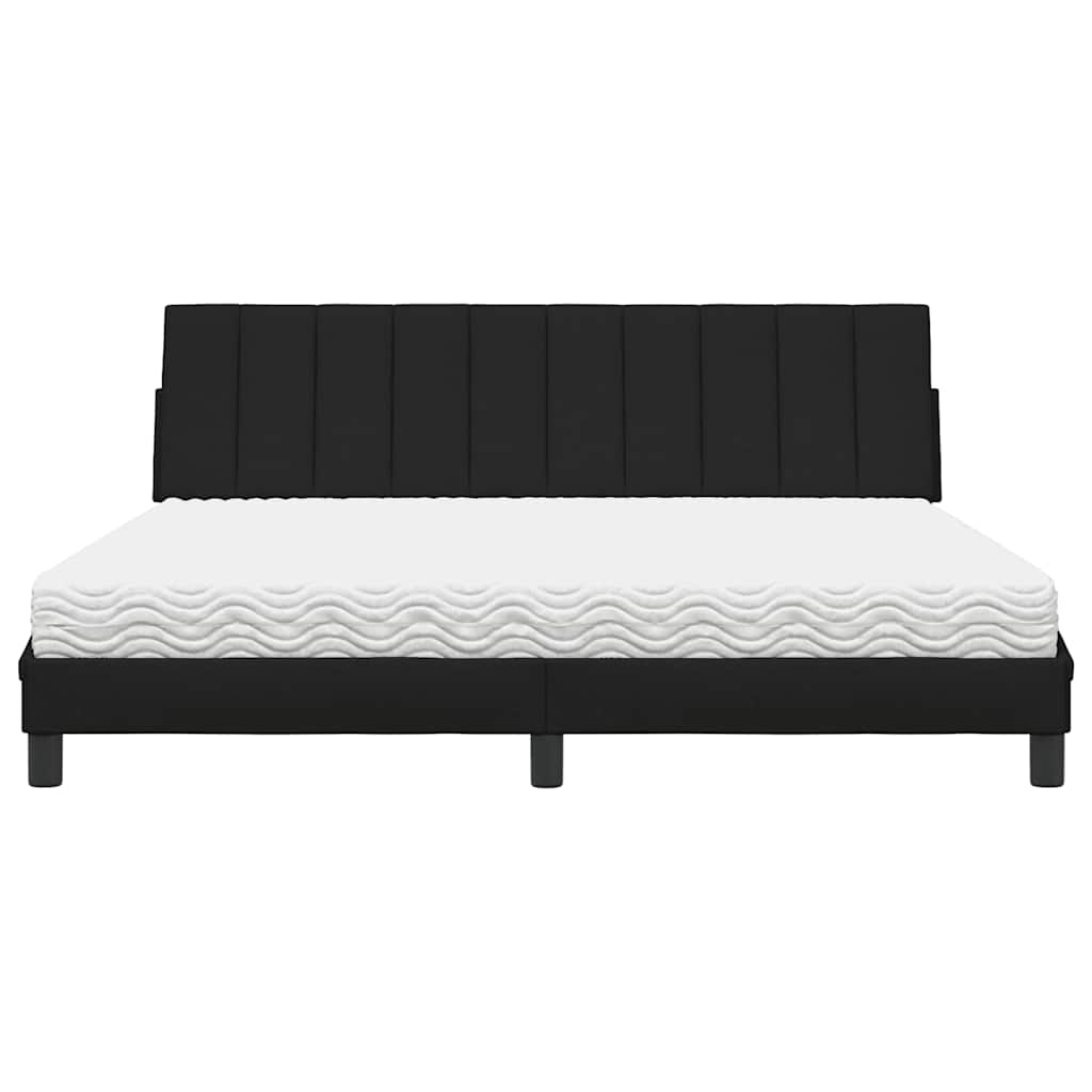 Lit avec matelas Hanko noir 180x200 cm tissu