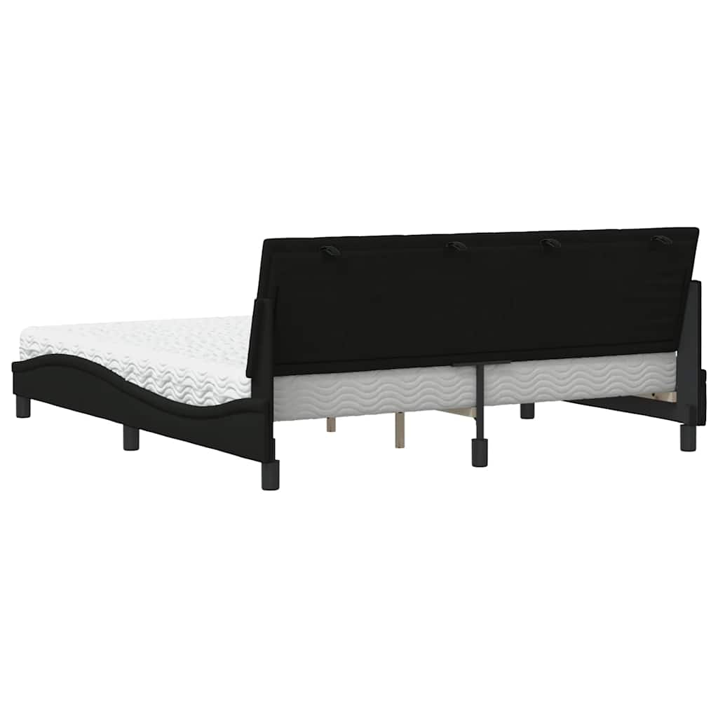 Lit avec matelas Hanko noir 180x200 cm tissu