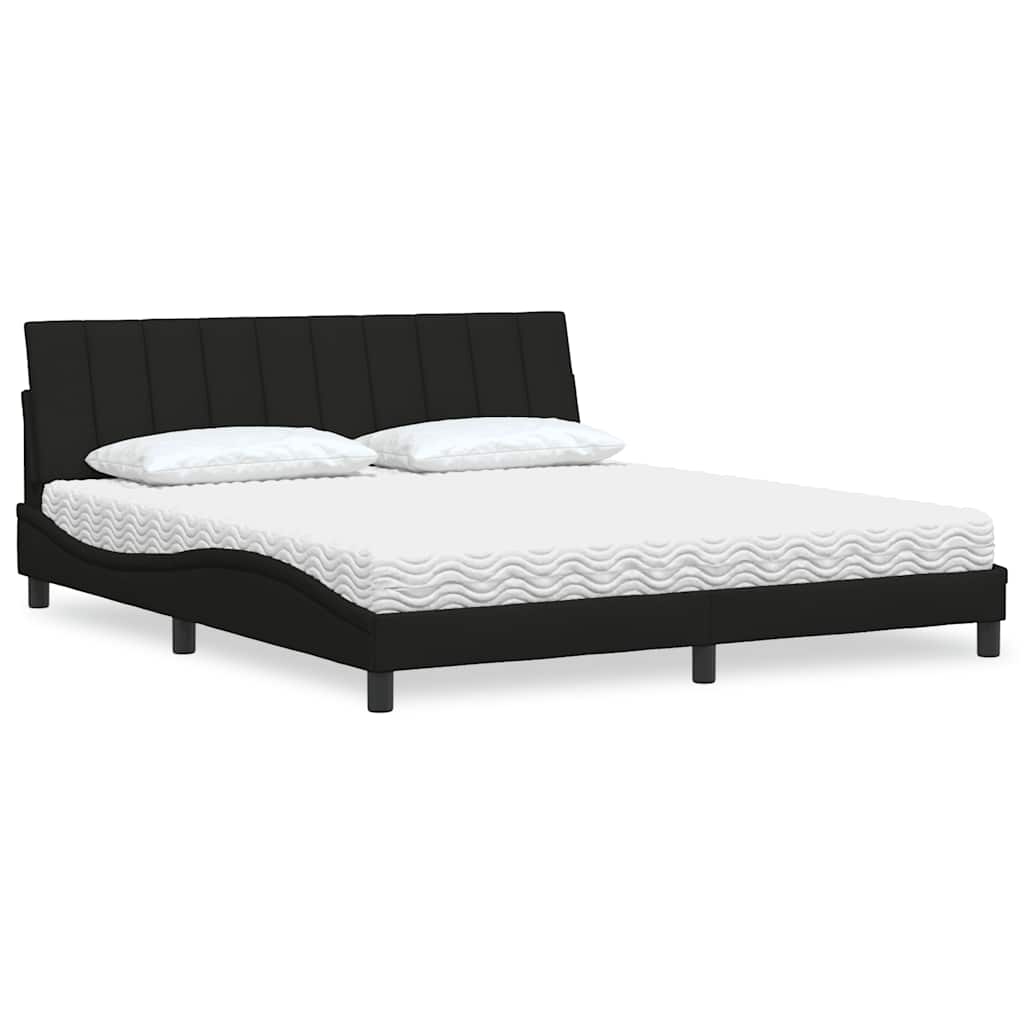 Lit avec matelas Hanko noir 180x200 cm tissu