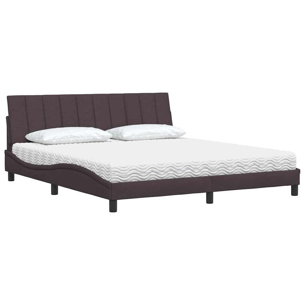 Lit avec matelas Hanko marron foncé 180x200 cm tissu - XIOS