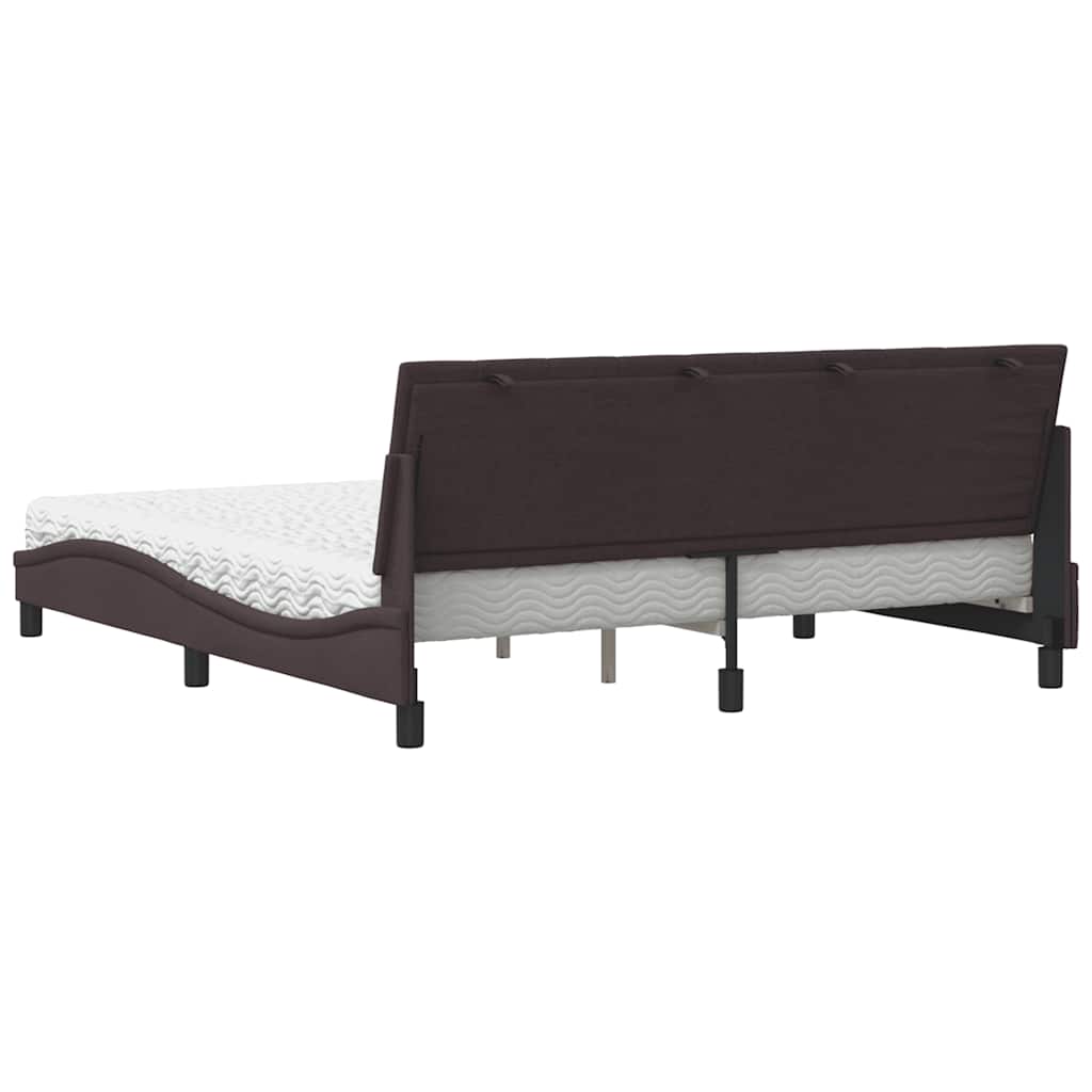 Lit avec matelas Hanko marron foncé 180x200 cm tissu - XIOS