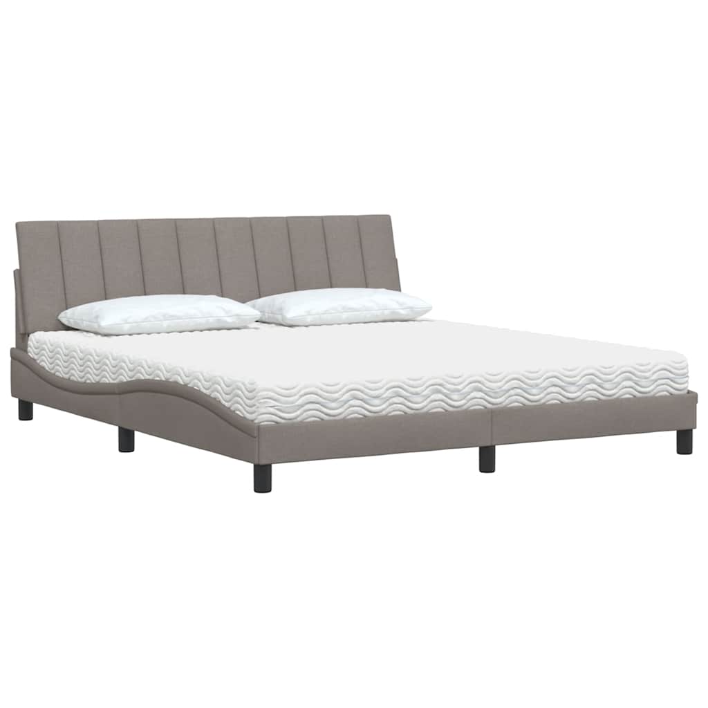 Lit avec matelas Hanko taupe 180x200 cm tissu - XIOS