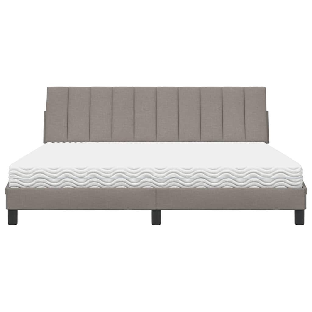 Lit avec matelas Hanko taupe 180x200 cm tissu - XIOS