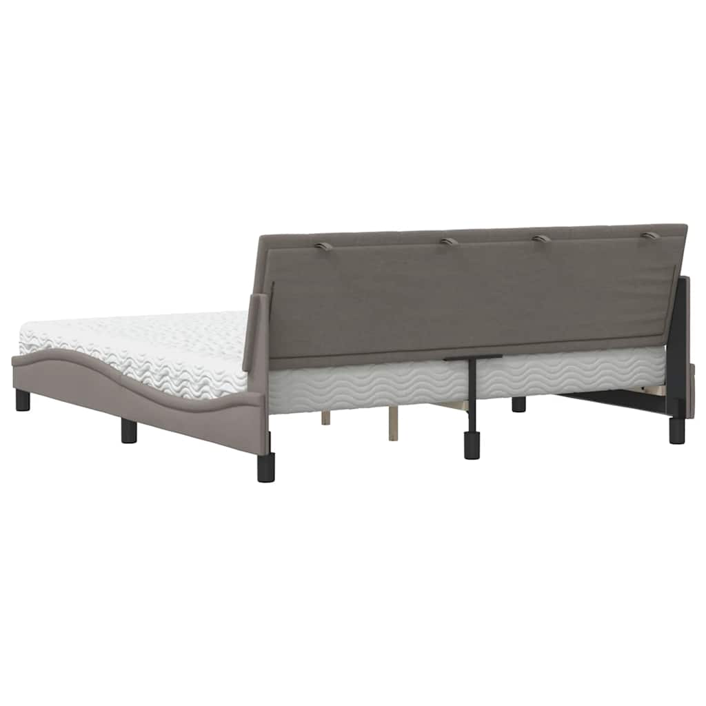 Lit avec matelas Hanko taupe 180x200 cm tissu - XIOS
