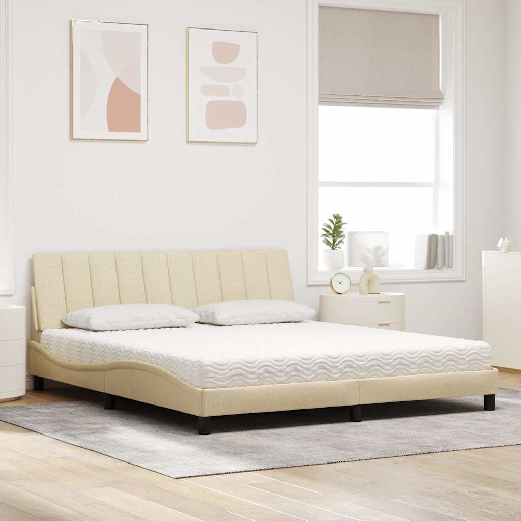 Lit avec matelas Hanko crème 180x200 cm tissu