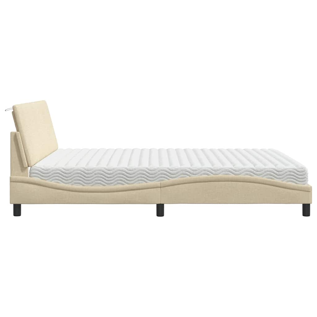 Lit avec matelas Hanko crème 180x200 cm tissu