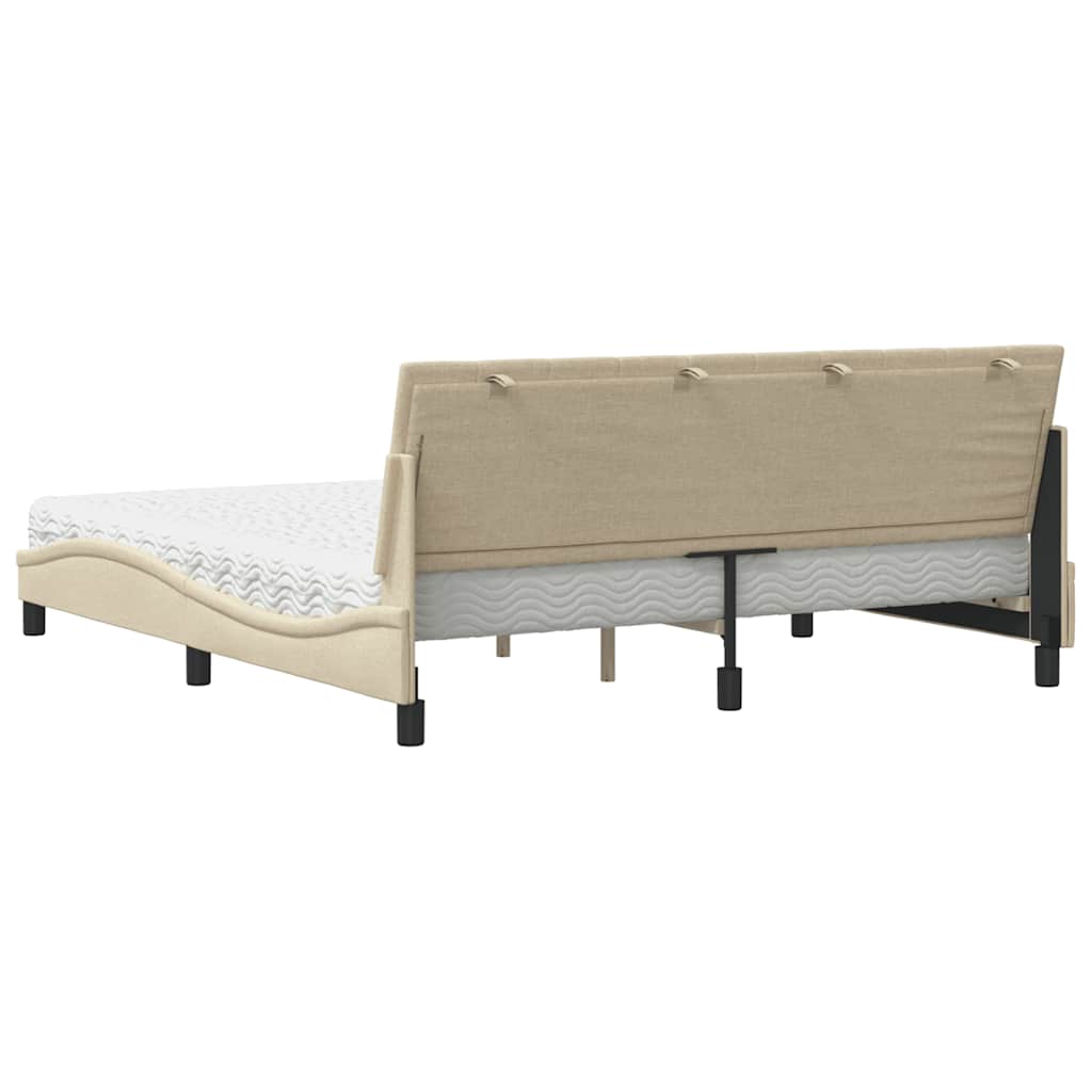 Lit avec matelas Hanko crème 180x200 cm tissu