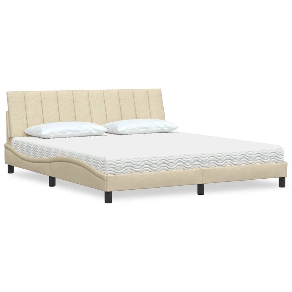 Lit avec matelas Hanko crème 180x200 cm tissu