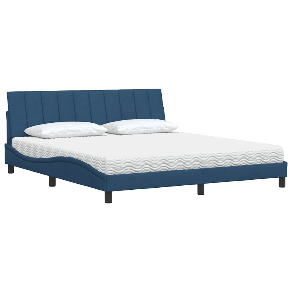 Lit avec matelas Hanko bleu 180x200 cm tissu - XIOS
