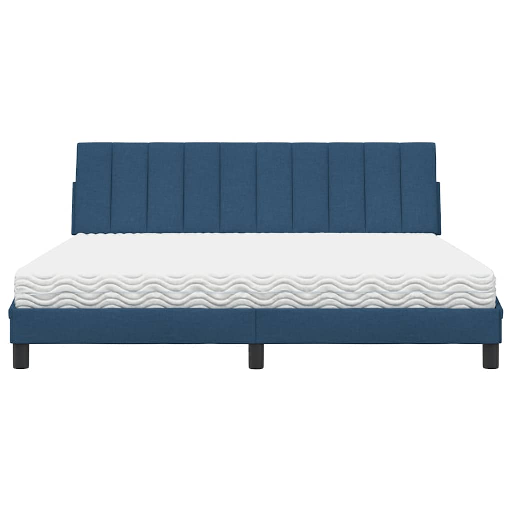 Lit avec matelas Hanko bleu 180x200 cm tissu - XIOS