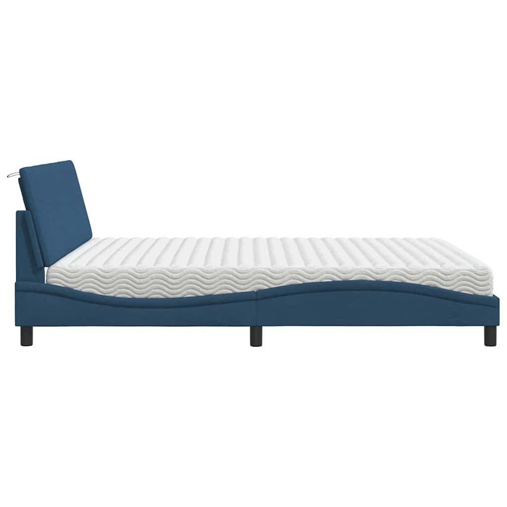 Lit avec matelas Hanko bleu 180x200 cm tissu - XIOS