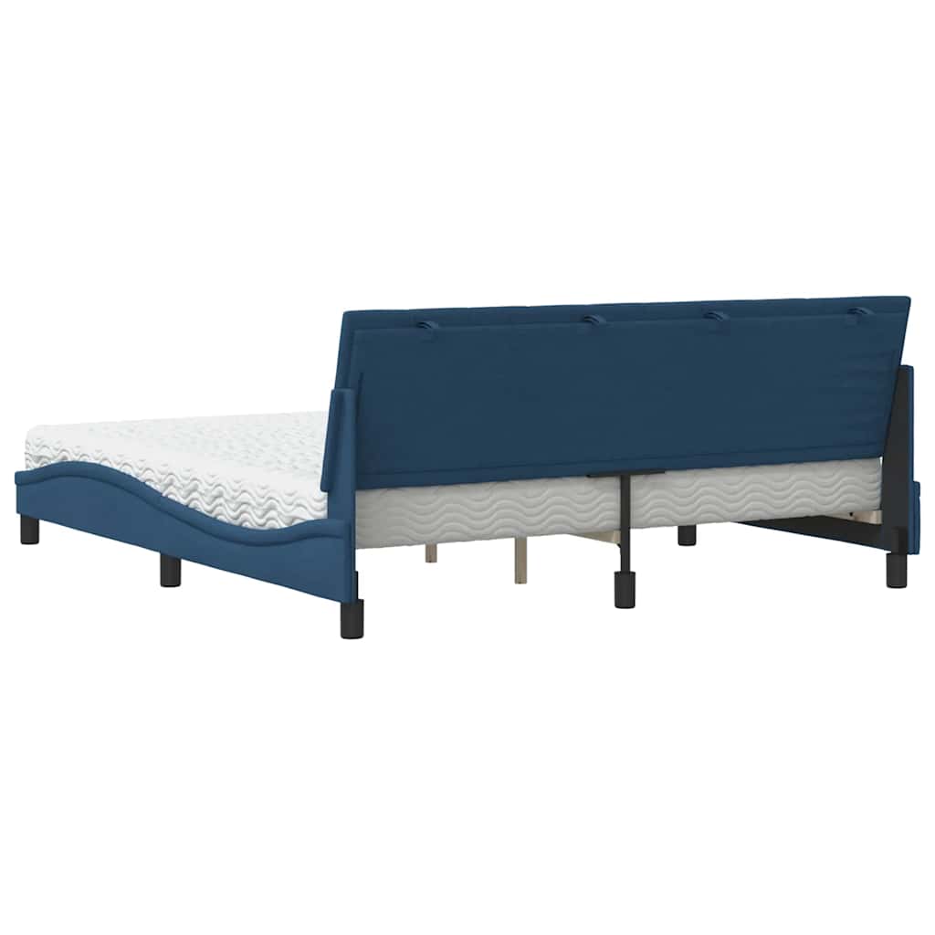 Lit avec matelas Hanko bleu 180x200 cm tissu - XIOS