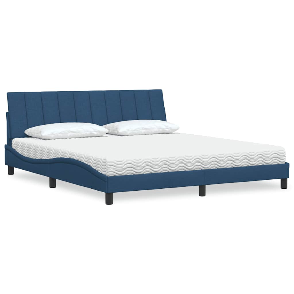 Lit avec matelas Hanko bleu 180x200 cm tissu - XIOS