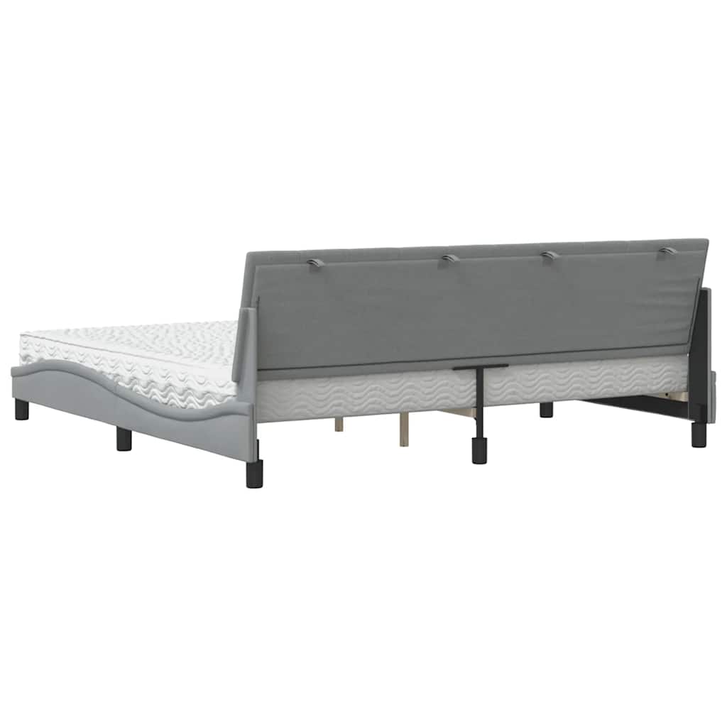 Lit avec matelas Hanko gris clair 200x200 cm tissu