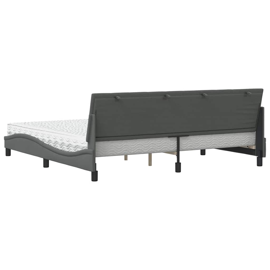 Lit avec matelas Hanko gris foncé 200x200 cm tissu - XIOS