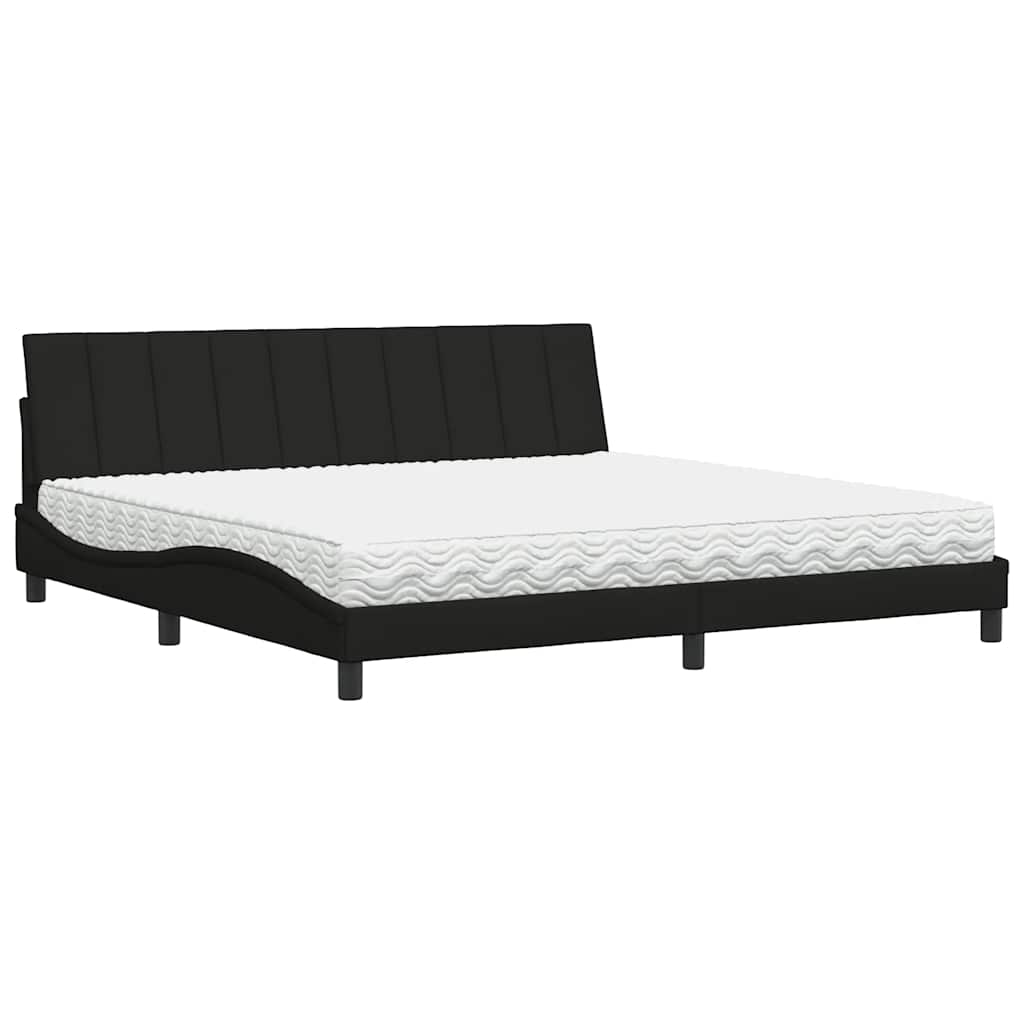 Lit avec matelas Hanko noir 200x200 cm tissu - XIOS