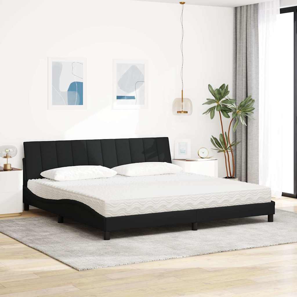 Lit avec matelas Hanko noir 200x200 cm tissu - XIOS