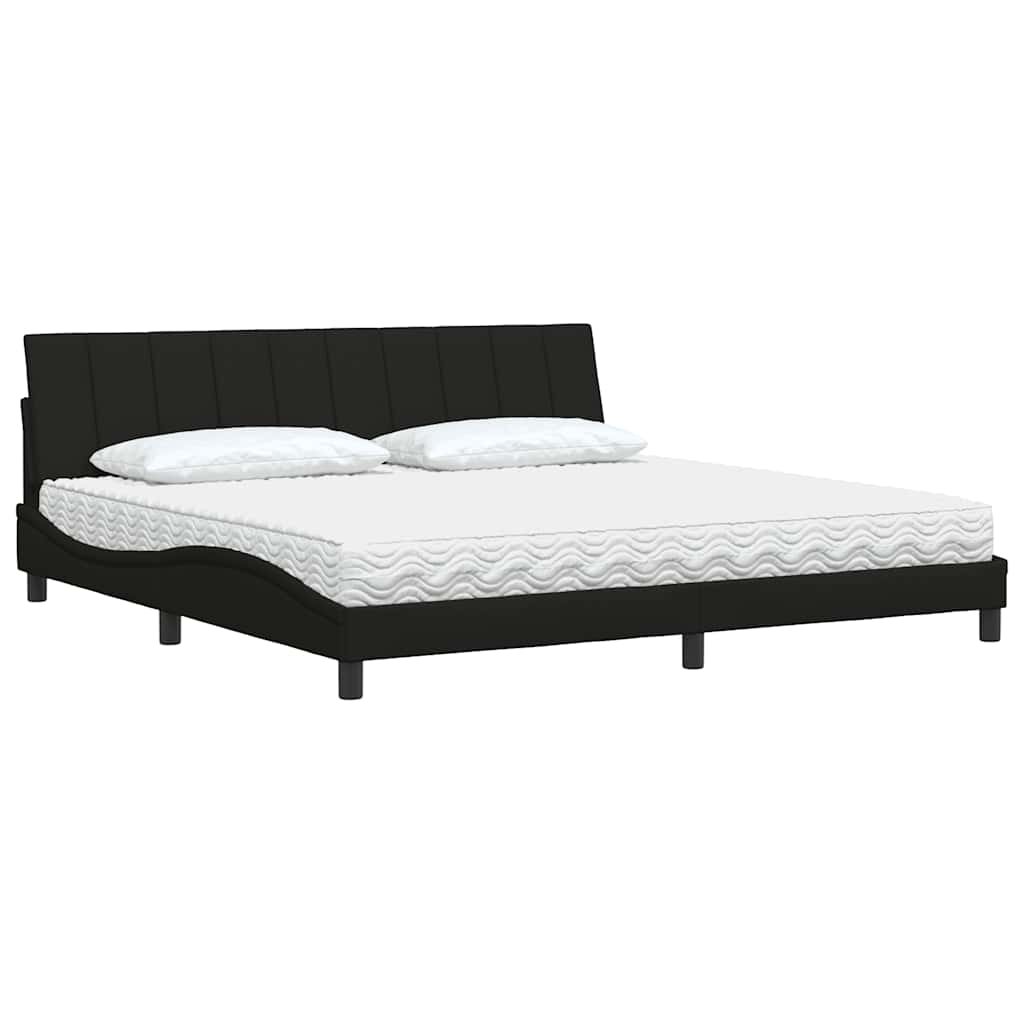 Lit avec matelas Hanko noir 200x200 cm tissu - XIOS