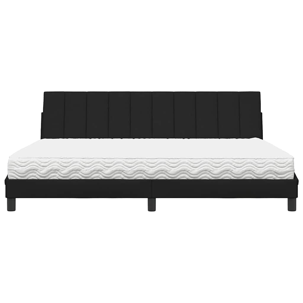 Lit avec matelas Hanko noir 200x200 cm tissu - XIOS