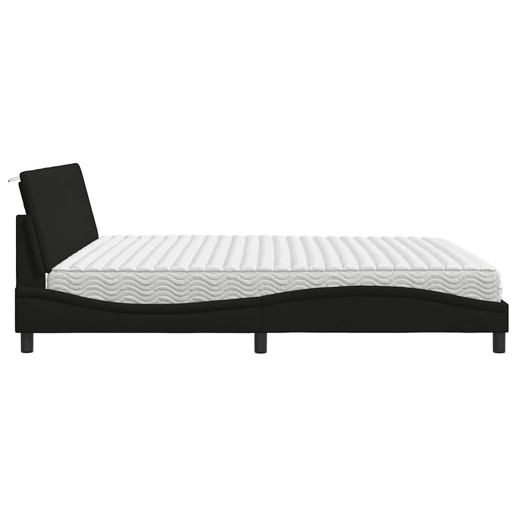 Lit avec matelas Hanko noir 200x200 cm tissu - XIOS