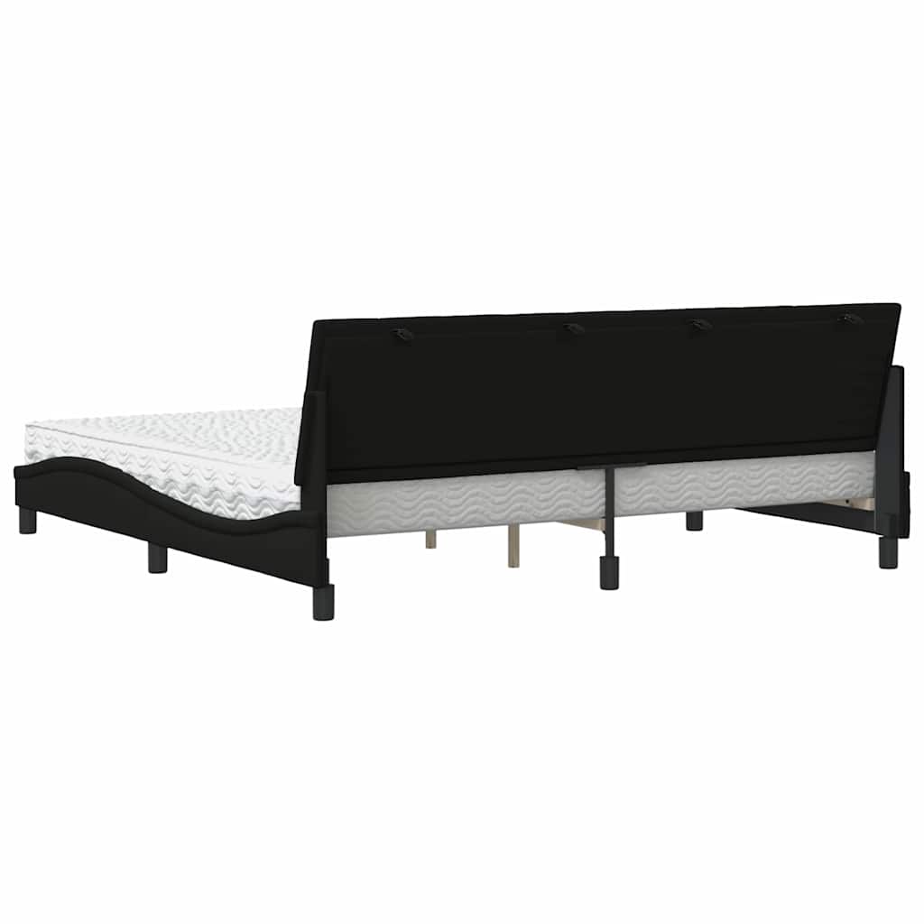 Lit avec matelas Hanko noir 200x200 cm tissu - XIOS