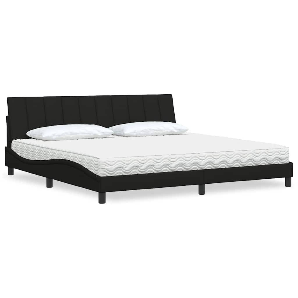 Lit avec matelas Hanko noir 200x200 cm tissu - XIOS
