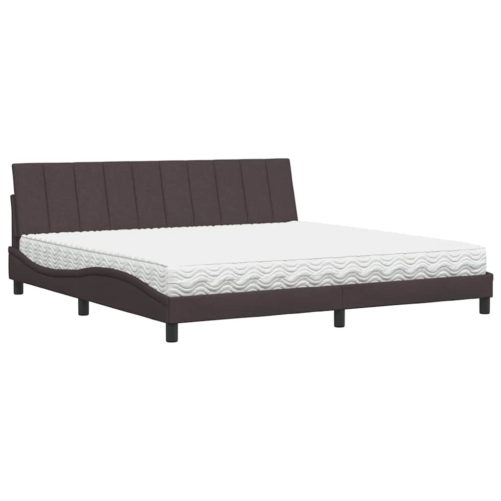 Lit avec matelas Hanko marron foncé 200x200 cm tissu - XIOS