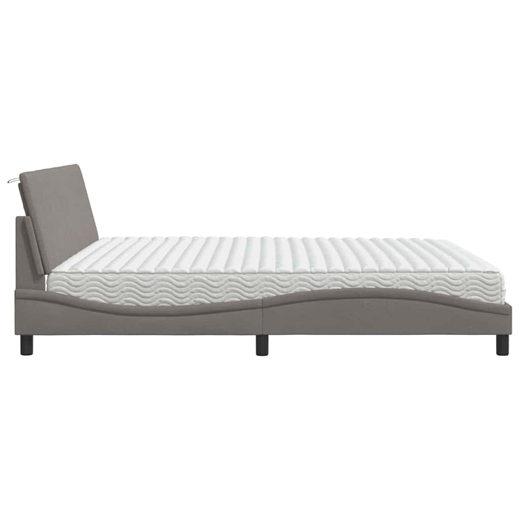 Lit avec matelas Hanko taupe 200x200 cm tissu - XIOS