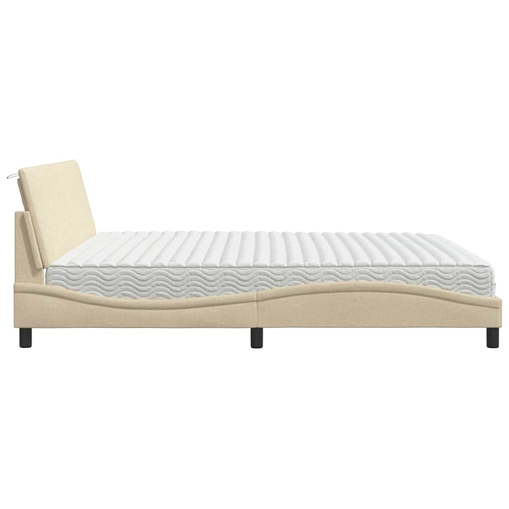 Lit avec matelas Hanko crème 200x200 cm tissu - XIOS