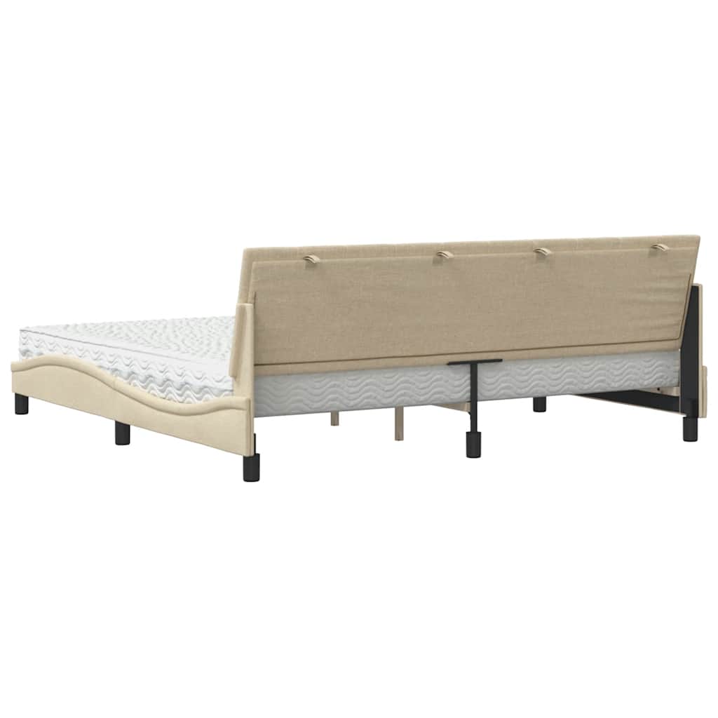 Lit avec matelas Hanko crème 200x200 cm tissu - XIOS